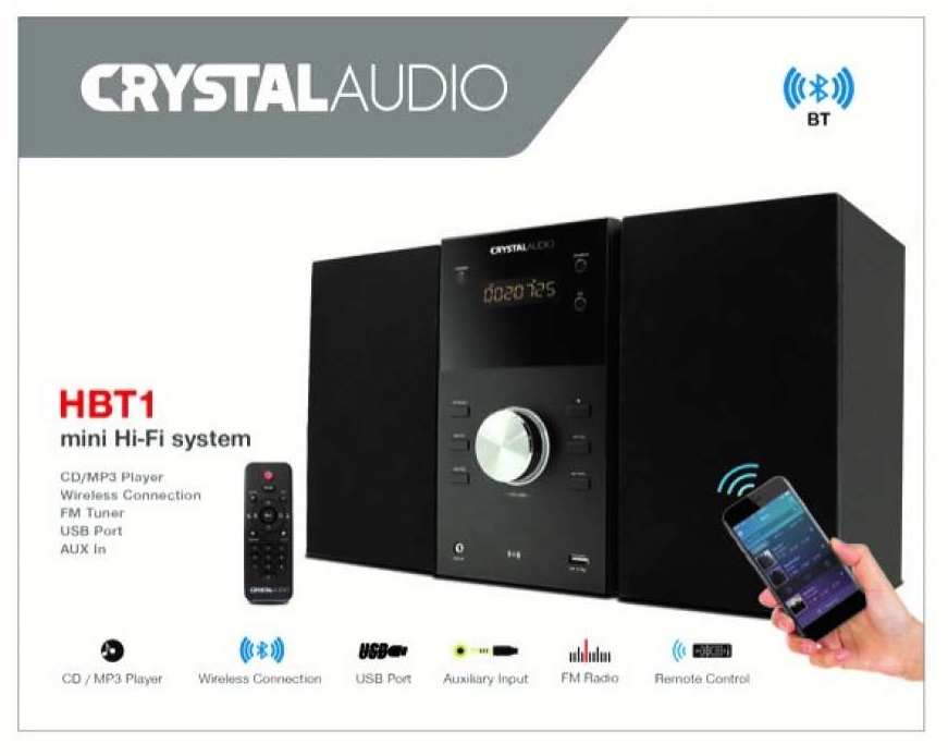 Ηχοσύστημα Crystal Audio Mini HiFi HBT1 Bluetooth Black
