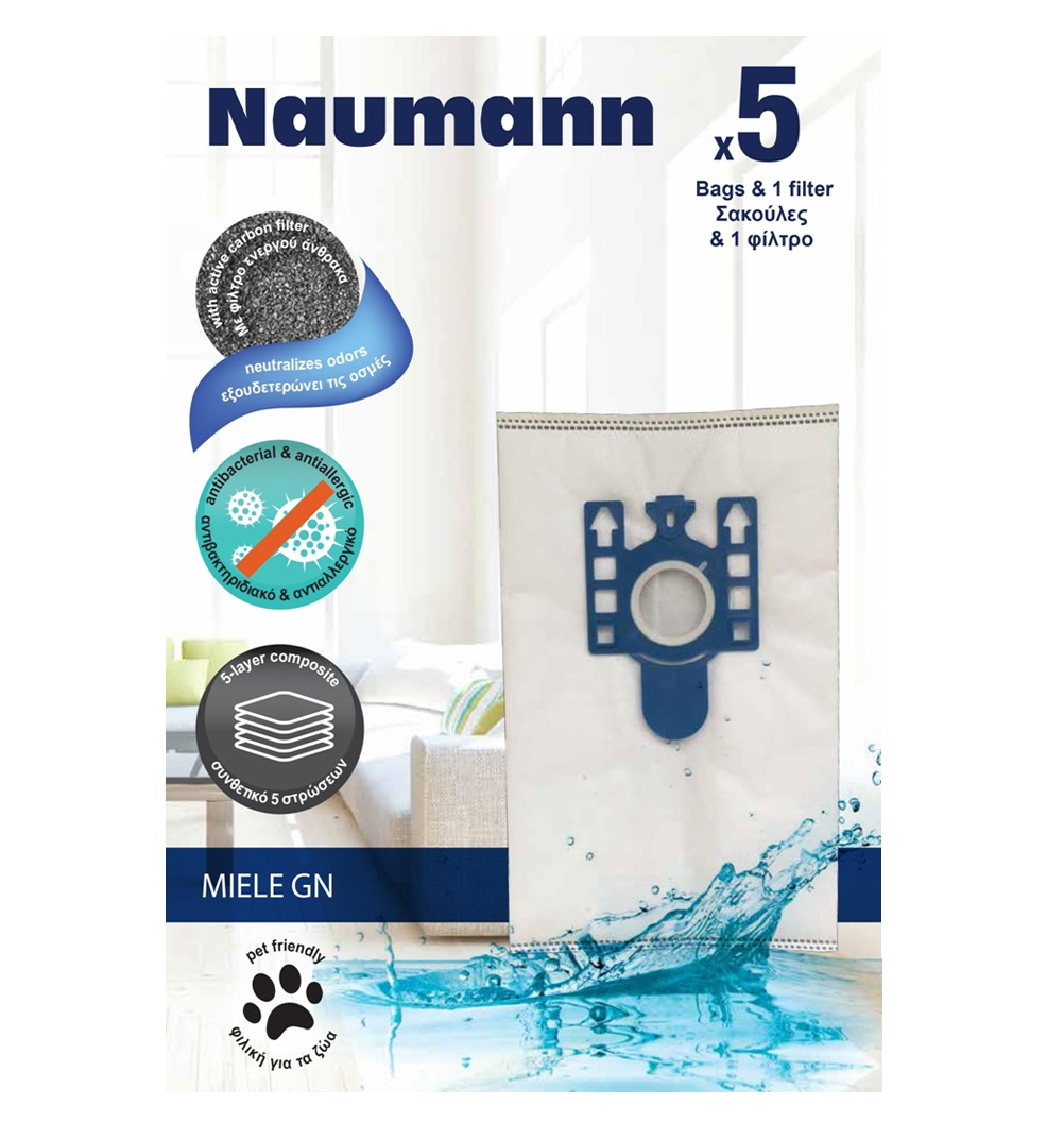 Naumann Σακούλες για Ηλεκτρική Σκούπα Miele GN (5Τμχ+1Φίλτρο)