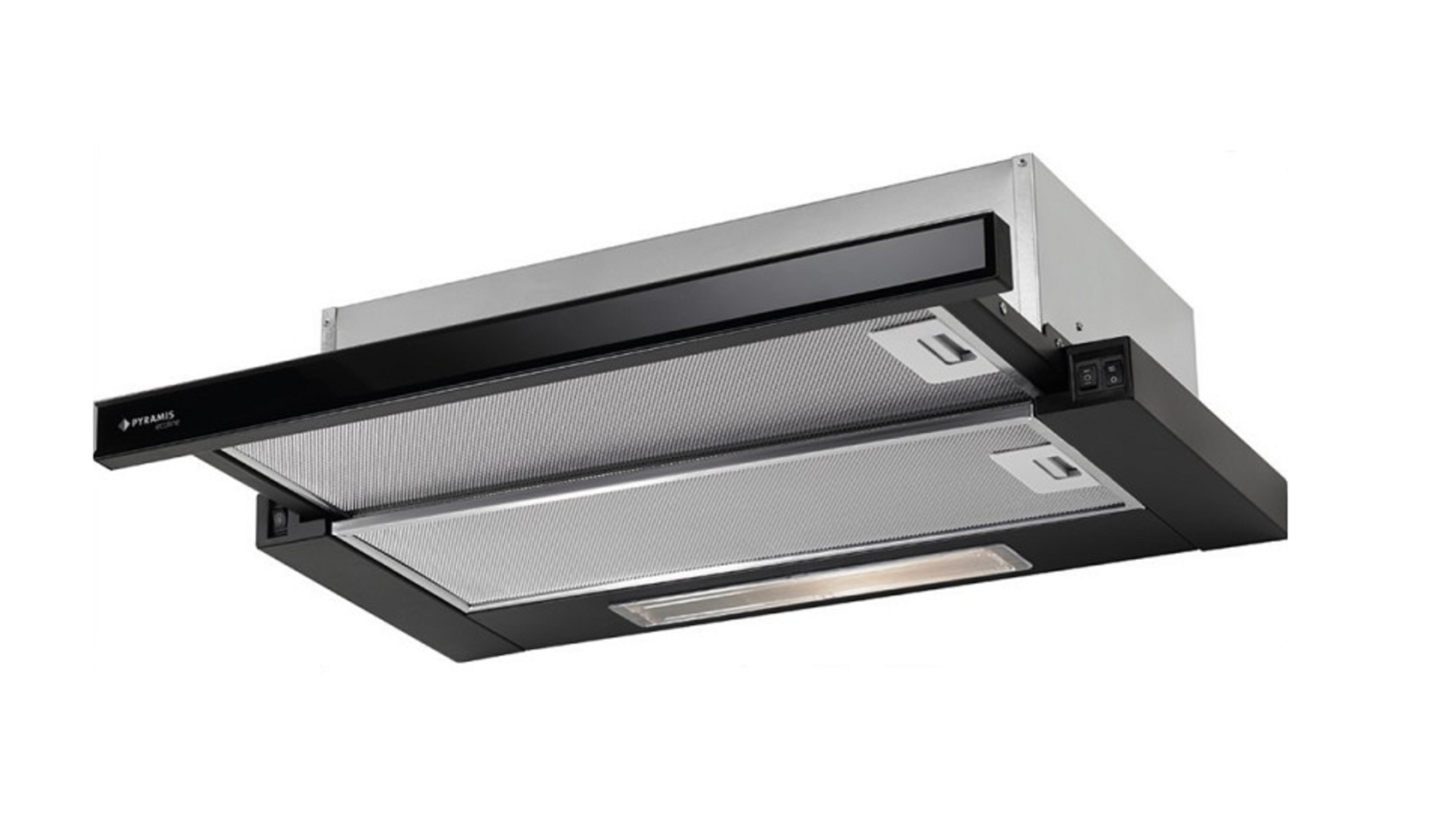 Pyramis Απορροφητήρας Συρόμενος Ecoline 60cm Inox με Μαύρο Γυαλί (065032801)