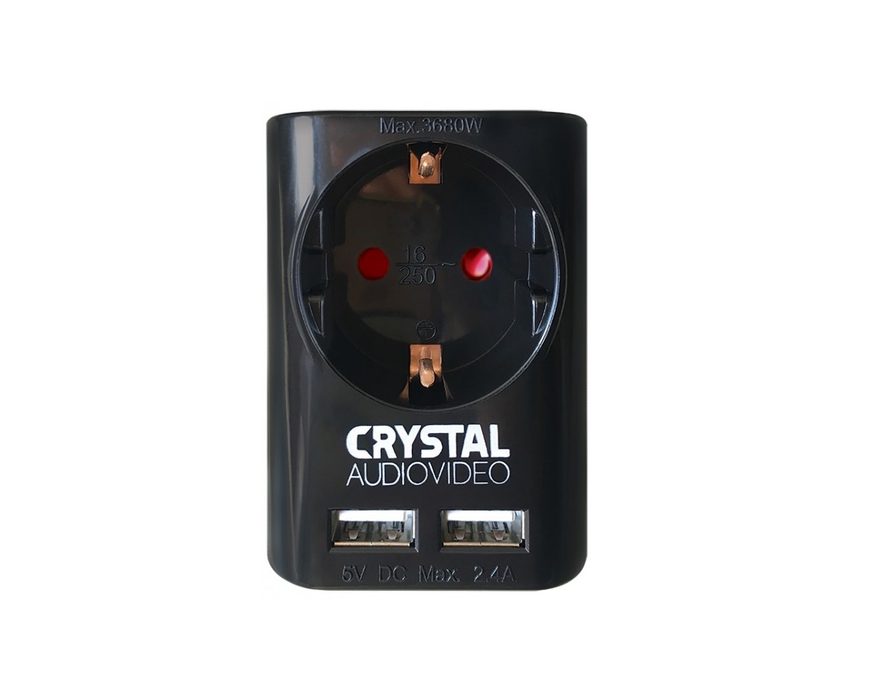 Crystal Audio Μονόπριζο + 2xUSB SU-1 Black