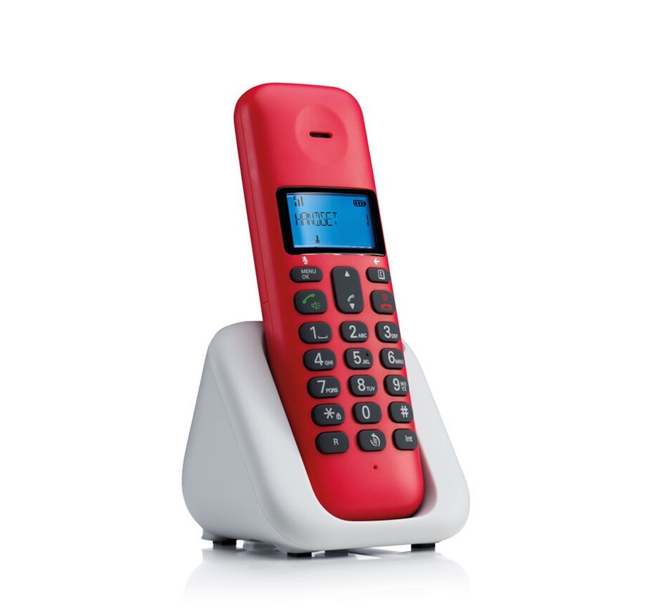 Motorola Ασύρματο Τηλέφωνο T301 CHERRY με Ελληνικό Μενού και Ανοιχτή Ακρόαση