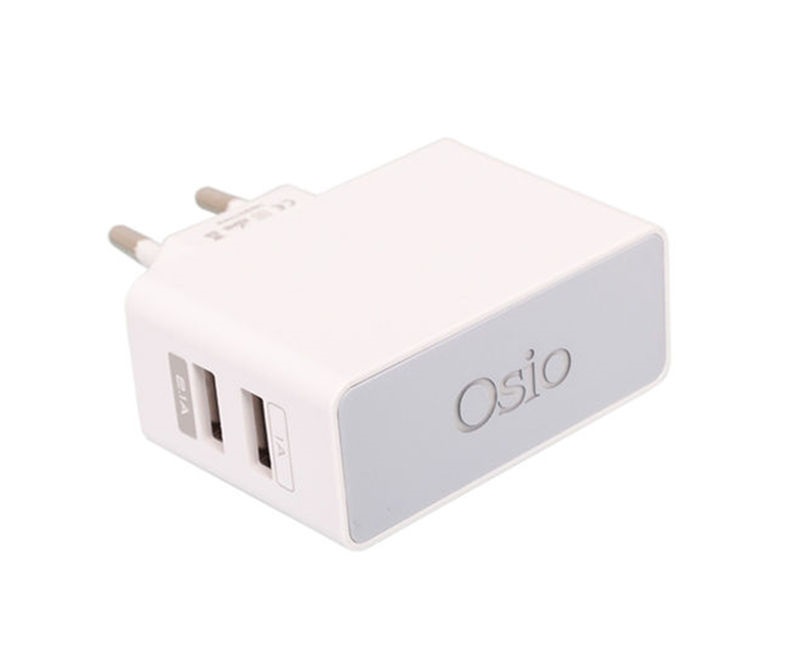 Osio Φορτιστής Ρεύματος OTU-385W 2xUSB και LED 5V Λευκός