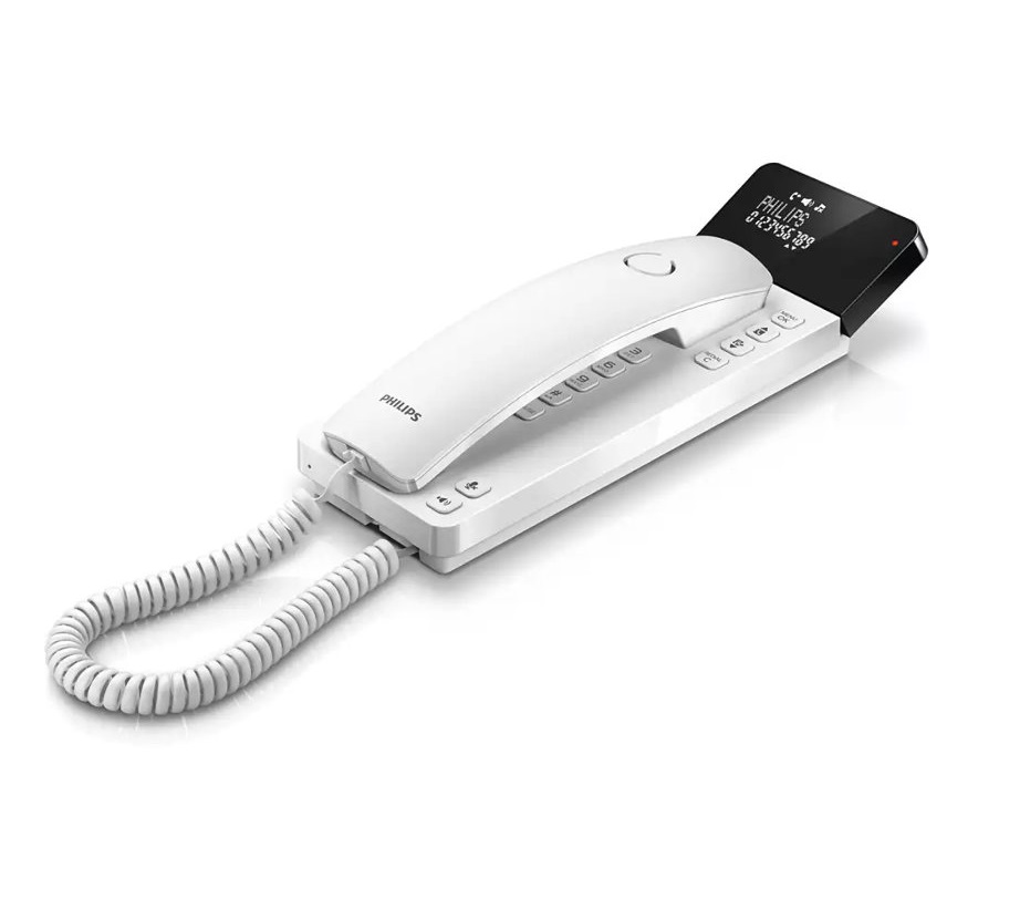 Philips Ενσύρματο Τηλέφωνο M110W/GRS με Oθόνη και Aνοιχτή Aκρόαση (115087-0002) Λευκό 