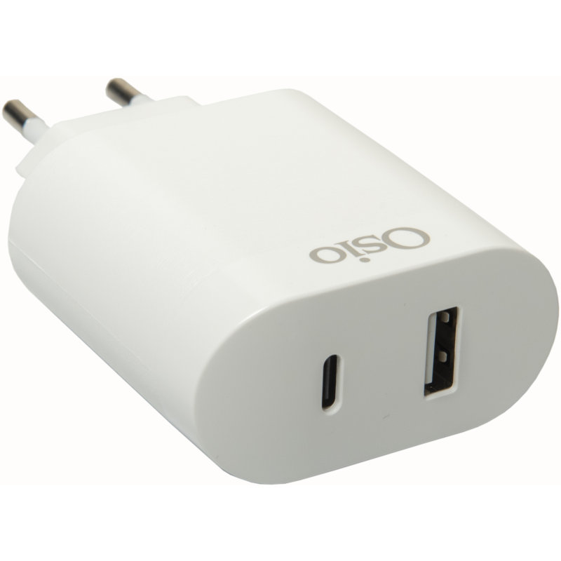 Osio Φορτιστής Ρεύματος OTU-5904W με USB Type-C και USB Type-A 18W (194305-0004) Λευκός