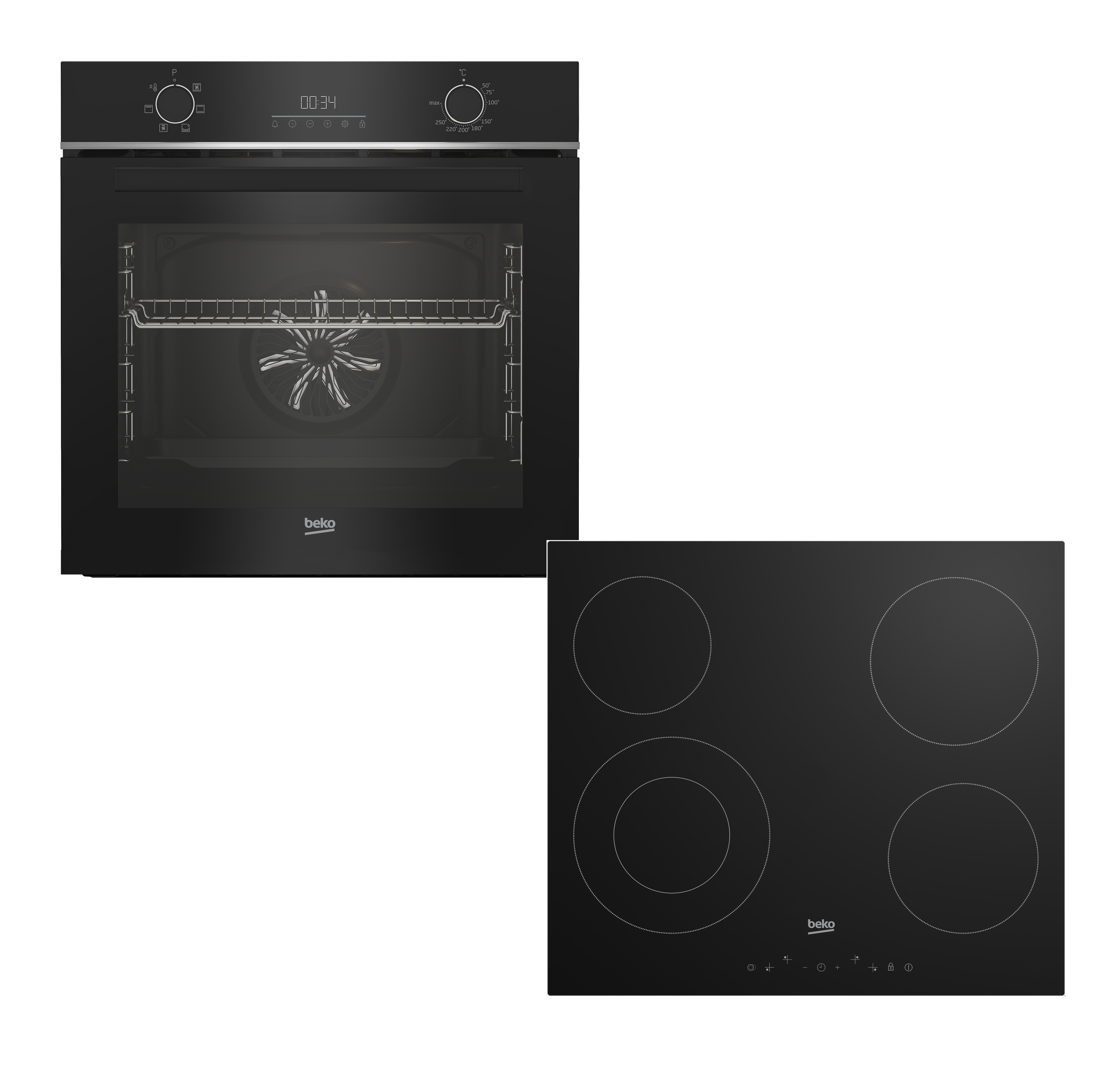 Beko Σετ Φούρνος Ανω Πάγκου BBIE17301BD + Εστίες Κεραμικές HIC 64402 E