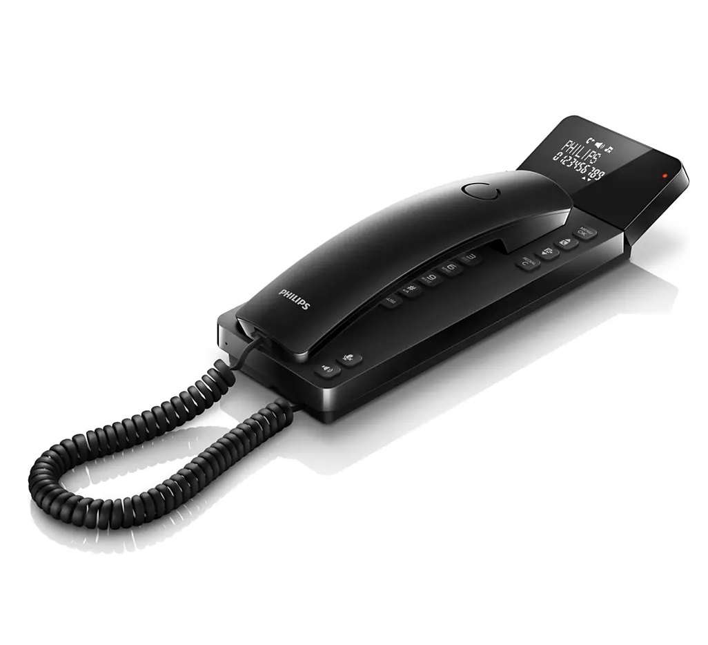 Philips Τηλέφωνο Ενσύρματο Γόνδολα M110B/GRS με Oθόνη και Aνοιχτή Aκρόαση (115087-0010) Μαύρο 