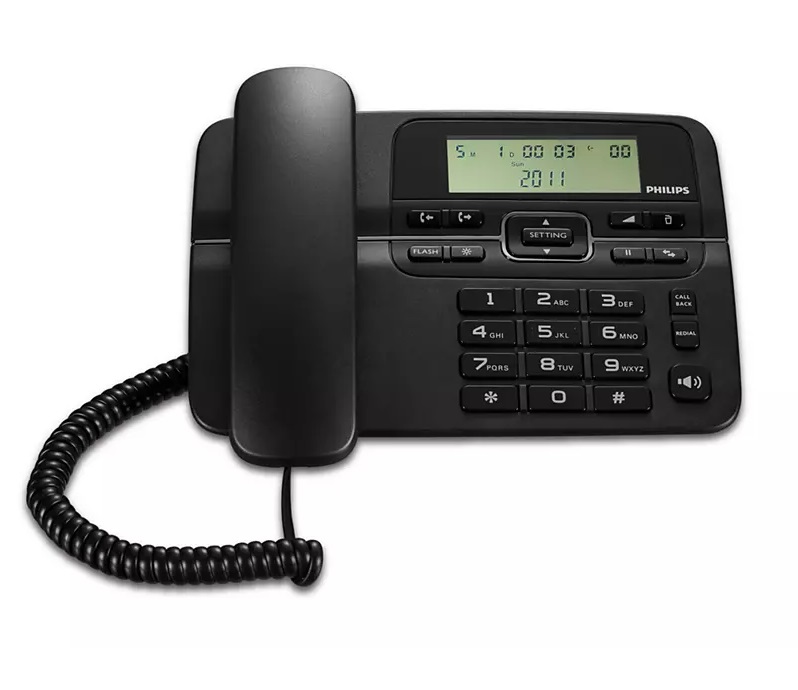 Philips Τηλέφωνο Ενσύρματο M20B-00 με Oθόνη και Aνοιχτή Aκρόαση Μαύρο