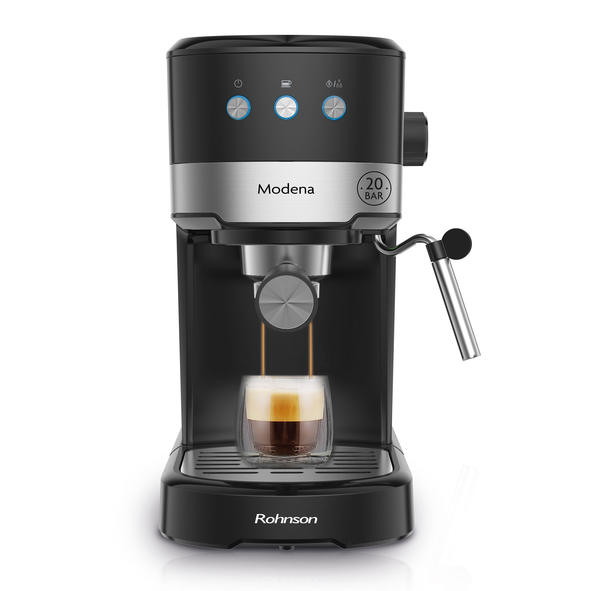 Rohnson Μηχανή Espresso Modena R-98012 1100W Πίεσης 20bar Μαύρη