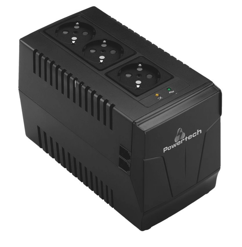 Powertech Σταθεροποιητής Τάσης PT-AVR-1500 Compact 1500VA με 3 Πρίζες Ρεύματος