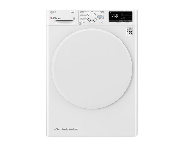LG Στεγνωτήριο Ρούχων με Αντλία Θερμότητας RH80V3AV0N (8kg A++)