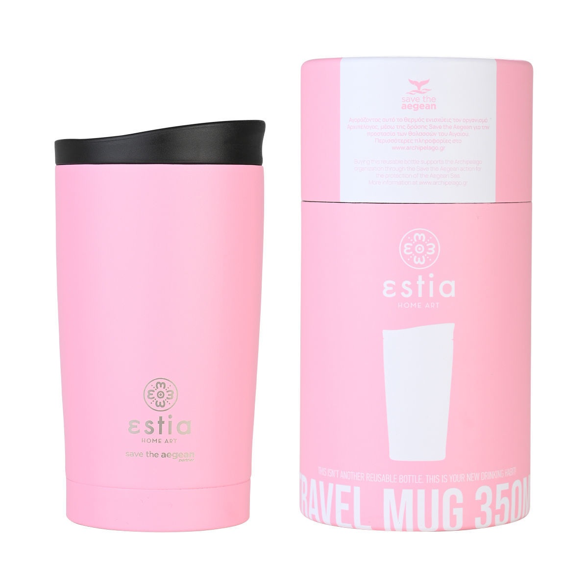 ESTIA Θερμός Travel Mug Save The Aegean 01-20408 350ml Blossom Rose