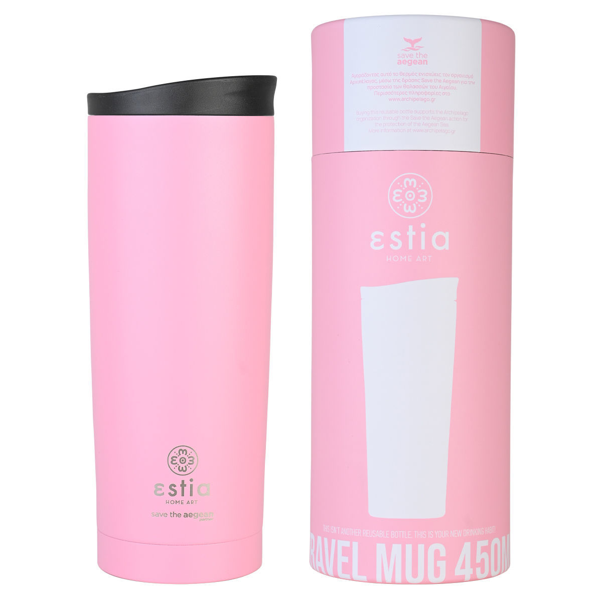 ESTIA Θερμός Travel Mug Save The Aegean 01-20354 500ml Blossom Rose 