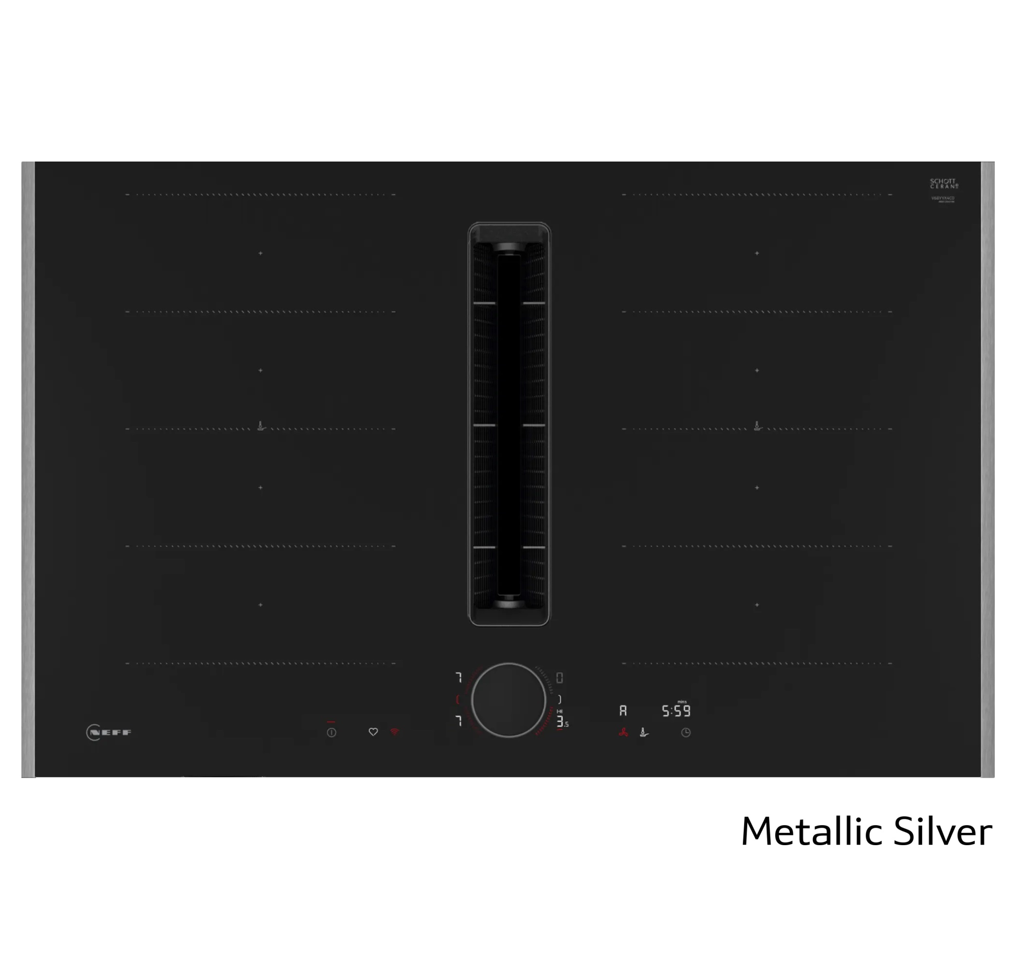 Neff Αυτόνομη Επαγωγική Εστία Flex Design V68YYX4C0 με Eνσωματωμένο Aπορροφητήρα (80cm) Metallic Silver