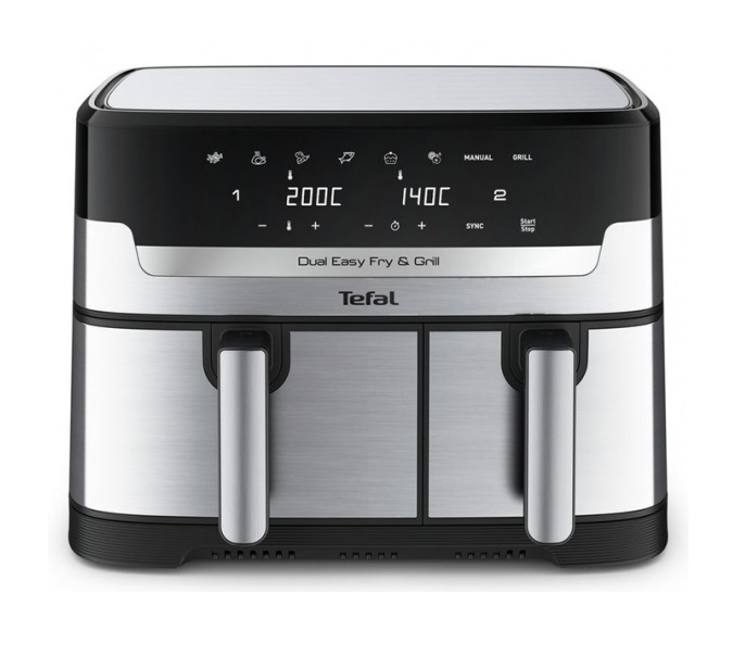 Tefal Φριτέζα Αέρος Dual Easy Fry & Grill EY905D με Διπλό Αποσπώμενο Κάδο 8.3lt 2700W Inox