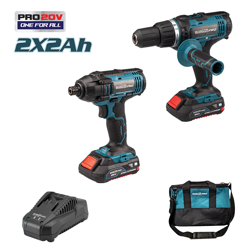 BORMANN Pro Σετ BBP9200 (078210) Κρουστικό Δράπανο & Παλμικό Κατσαβίδι Μπαταρίας 20V με 2 Μπαταρίες Pro 