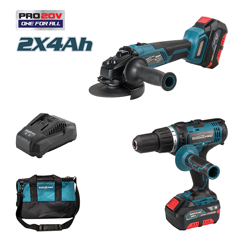 BORMANN Pro ΒORMANN Pro BBP9210 Σετ Κρουστικό Δραπανο & Γωνιακός Τροχός Μπαταρίας 20V