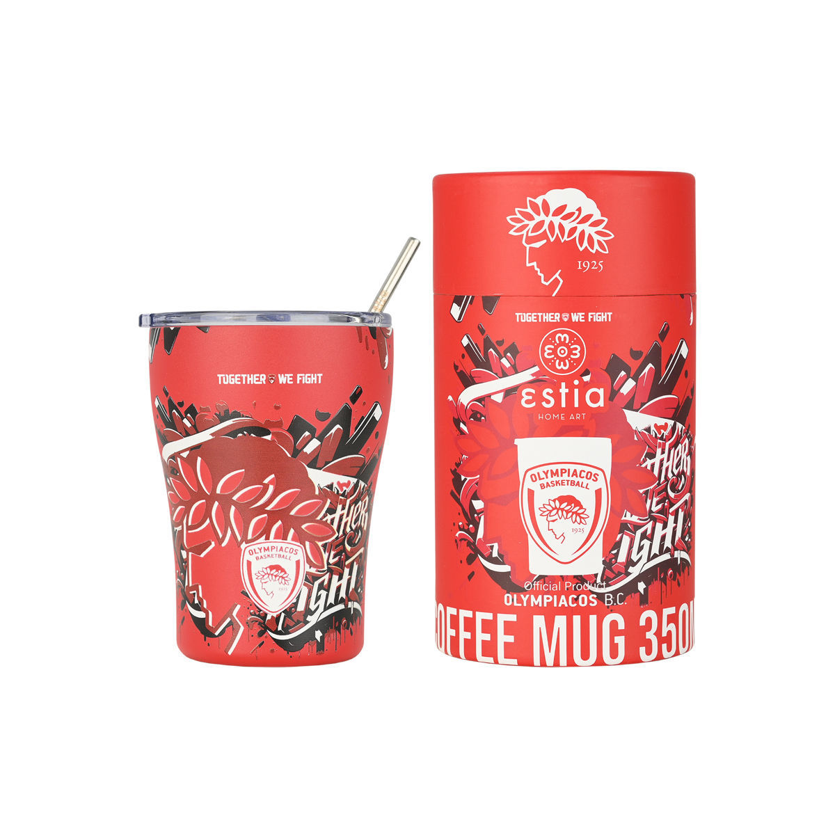 ESTIA ESTIA ΘΕΡΜΟΣ COFFEE MUG OLYMPIACOS BC EDITION TOGETHER WE FIGHT 350ml