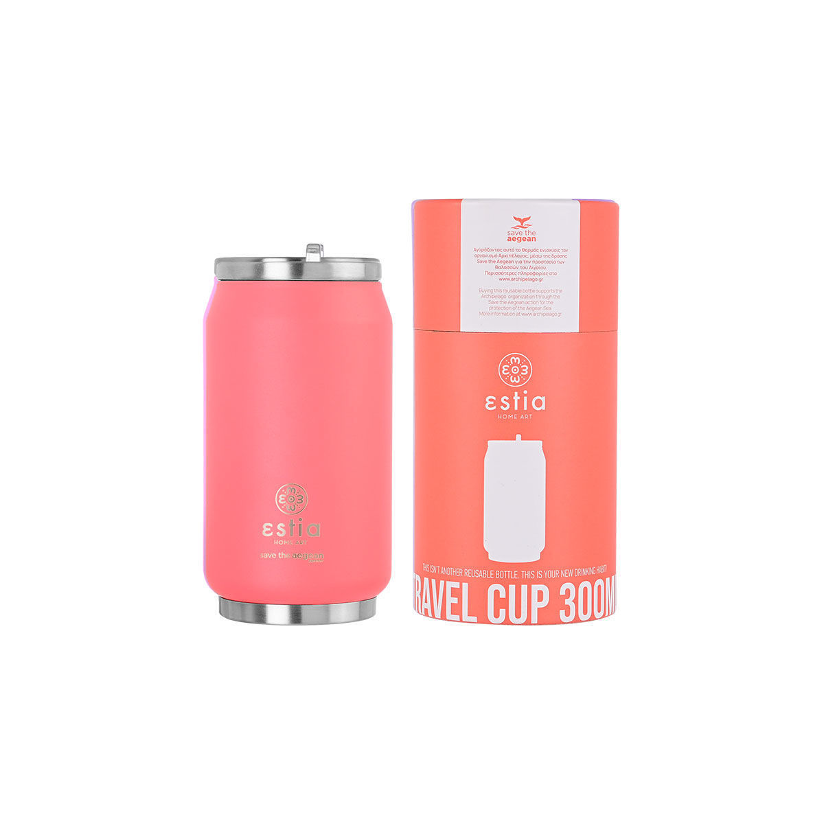 ESTIA ESTIA ΘΕΡΜΟΣ TRAVEL CUP SAVE THE AEGEAN 300ml FUSION CORAL