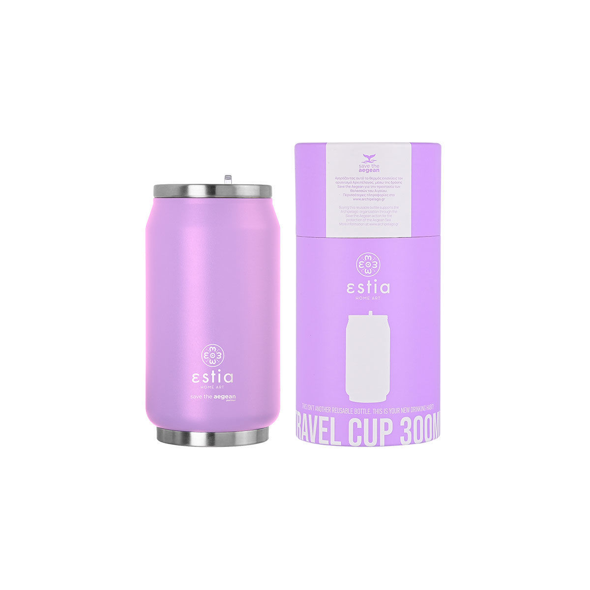 ESTIA ESTIA ΘΕΡΜΟΣ TRAVEL CUP SAVE THE AEGEAN 300ml LAVENDER PURPLE