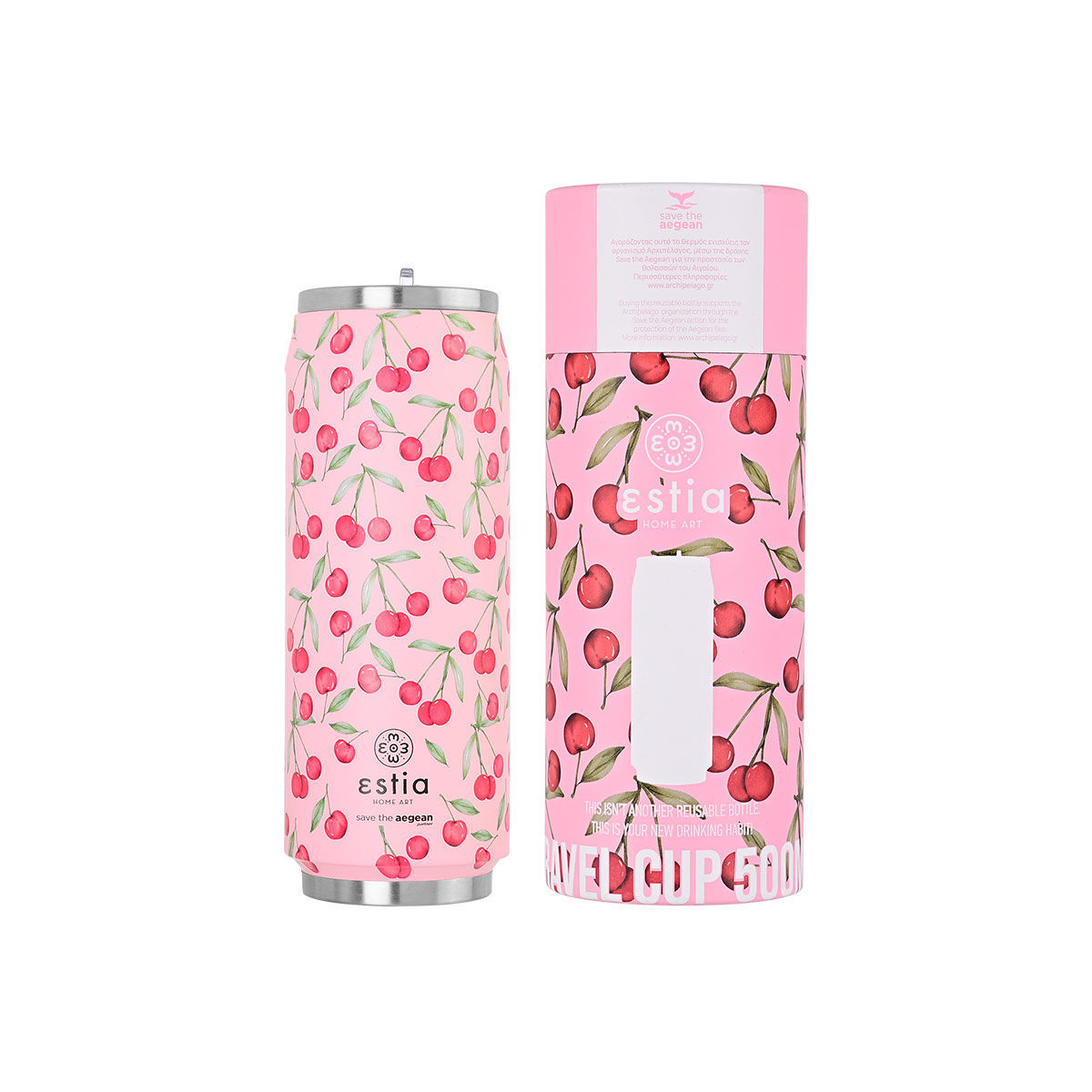 ESTIA ESTIA ΘΕΡΜΟΣ TRAVEL CUP SAVE THE AEGEAN 500ml CHERRY ROSE