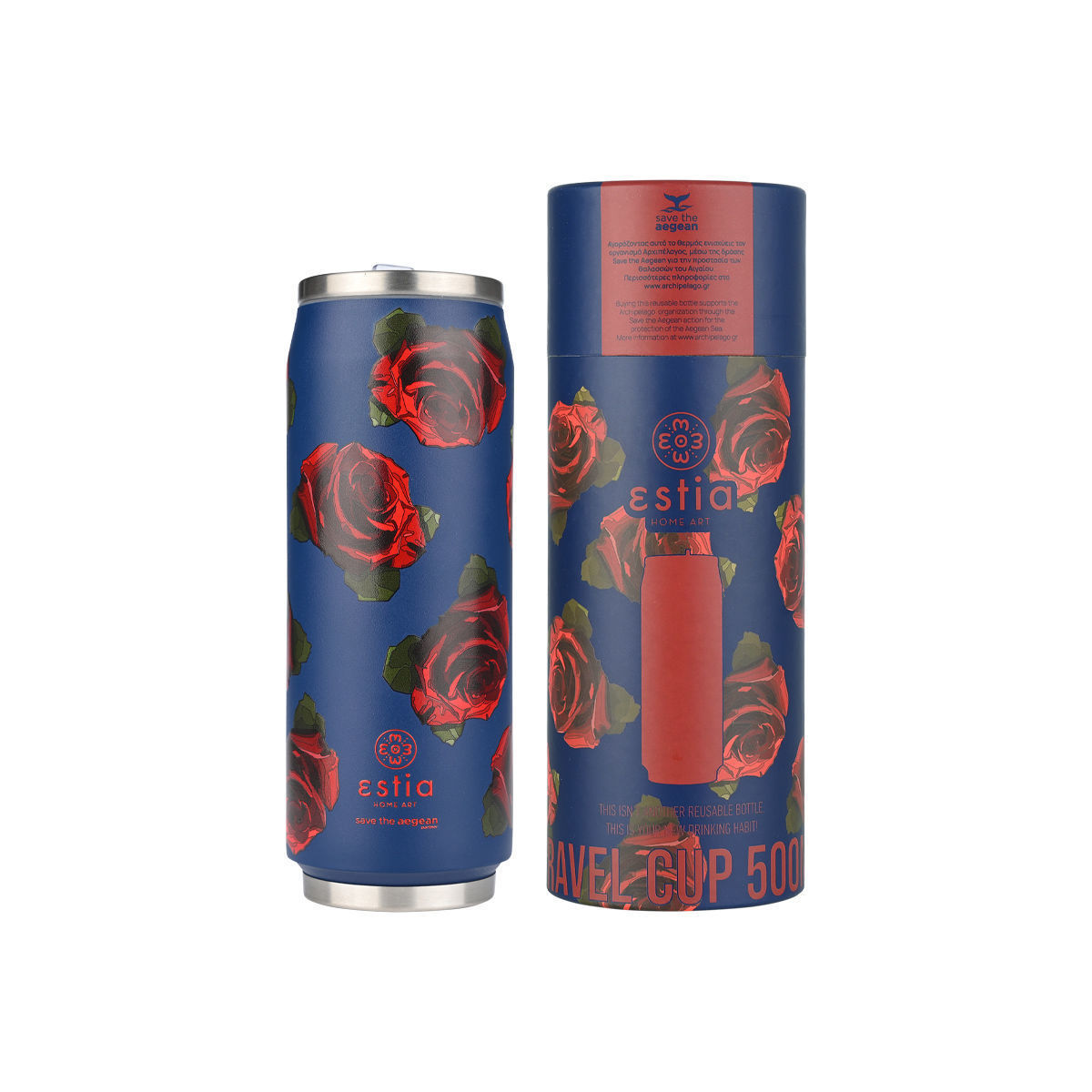 ESTIA ESTIA ΘΕΡΜΟΣ TRAVEL CUP SAVE THE AEGEAN 500ml ELECTRIC ROSES