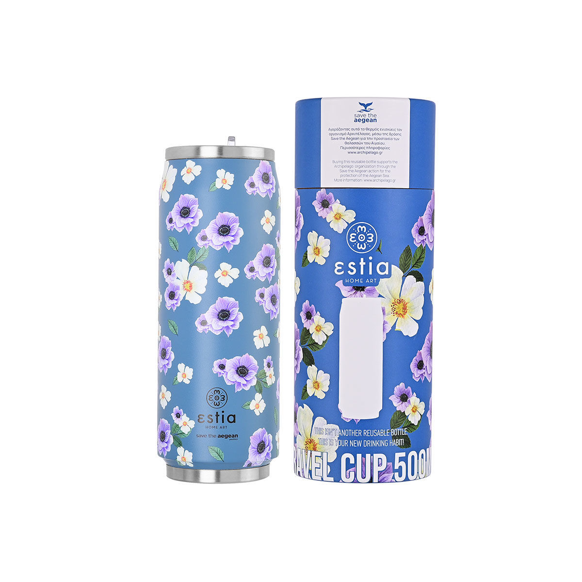 ESTIA ESTIA ΘΕΡΜΟΣ TRAVEL CUP SAVE THE AEGEAN 500ml GARDEN BLUE
