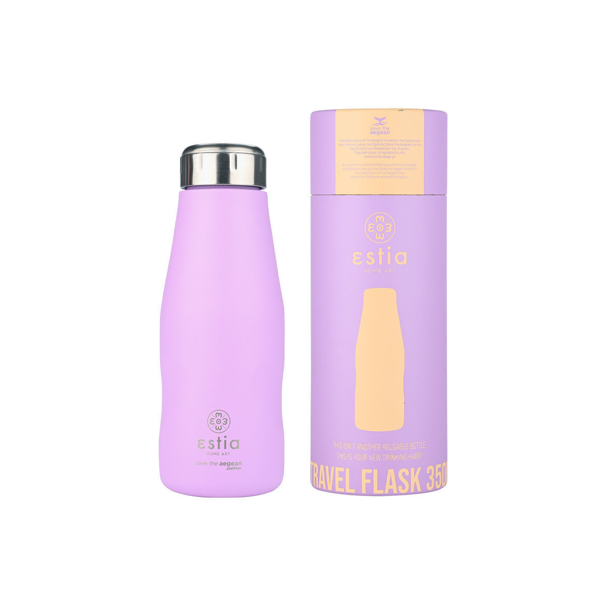 ESTIA ESTIA ΘΕΡΜΟΣ TRAVEL FLASK SAVE THE AEGEAN 350ml LAVENDER PURPLE