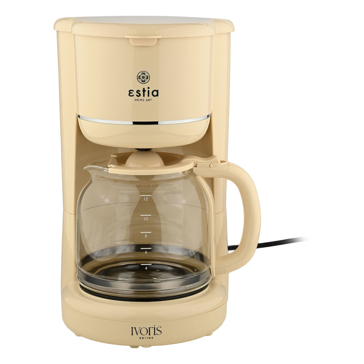 ESTIA ESTIA ΚΑΦΕΤΙΕΡΑ ΦΙΛΤΡΟΥ IVORIS ΠΛΑΣΤΙΚΗ 900w ΜΕ ΓΥΑΛΙΝΗ ΚΑΝΑΤΑ 1.5lt