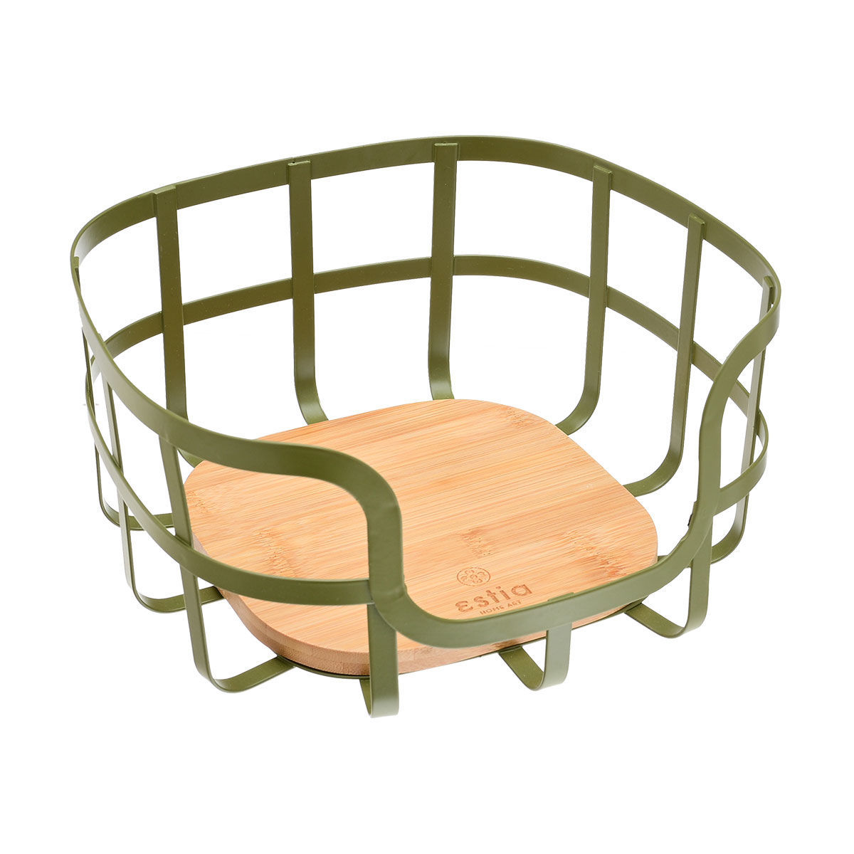 ESTIA ESTIA ΦΡΟΥΤΙΕΡΑ BAMBOO ESSENTIALS ΜΕΤΑΛΛΙΚΗ 24x24x12.7cm ΛΑΔΙ