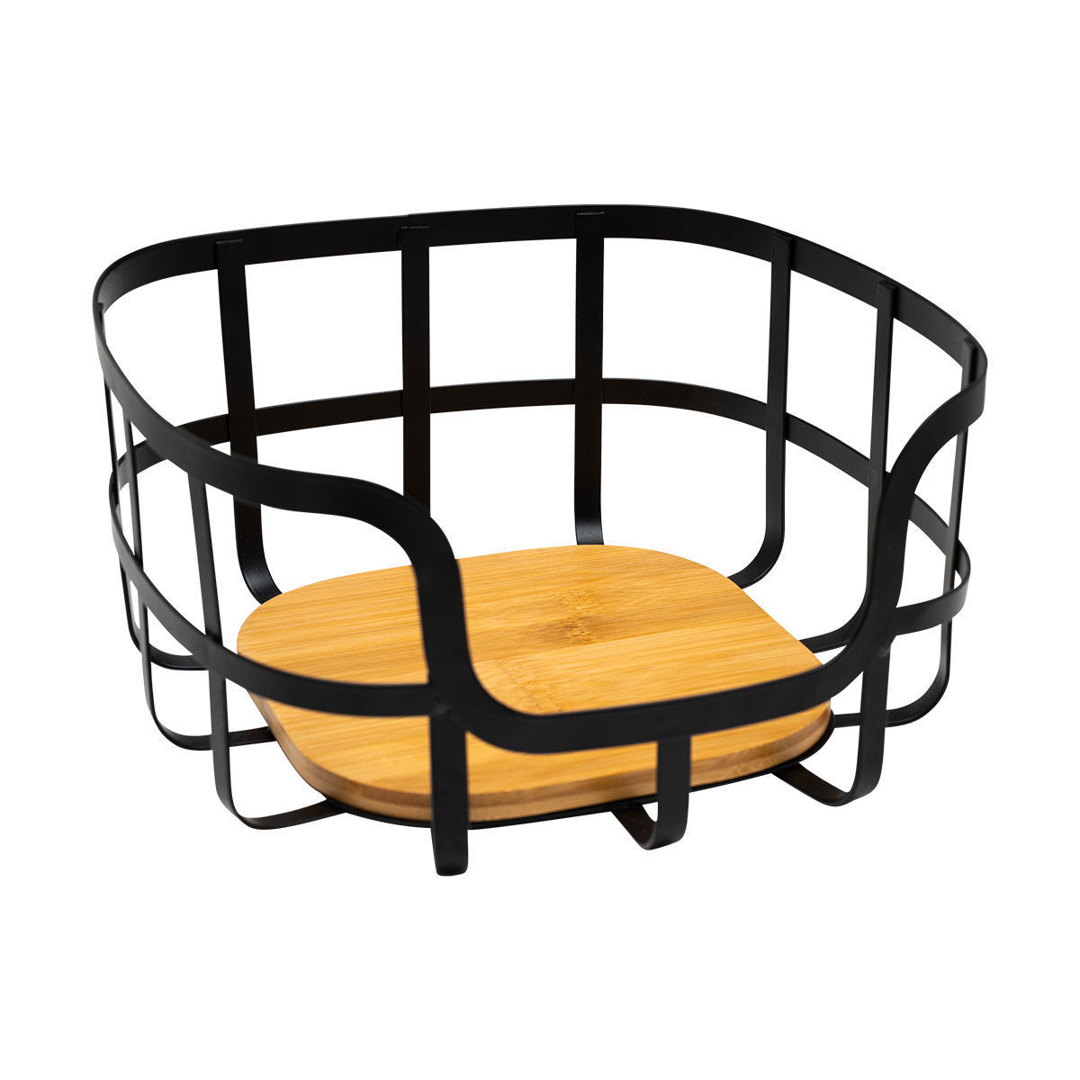 ESTIA ESTIA ΦΡΟΥΤΙΕΡΑ BAMBOO ESSENTIALS ΜΕΤΑΛΛΙΚΗ 24x24x12.7cm ΜΑΥΡΗ