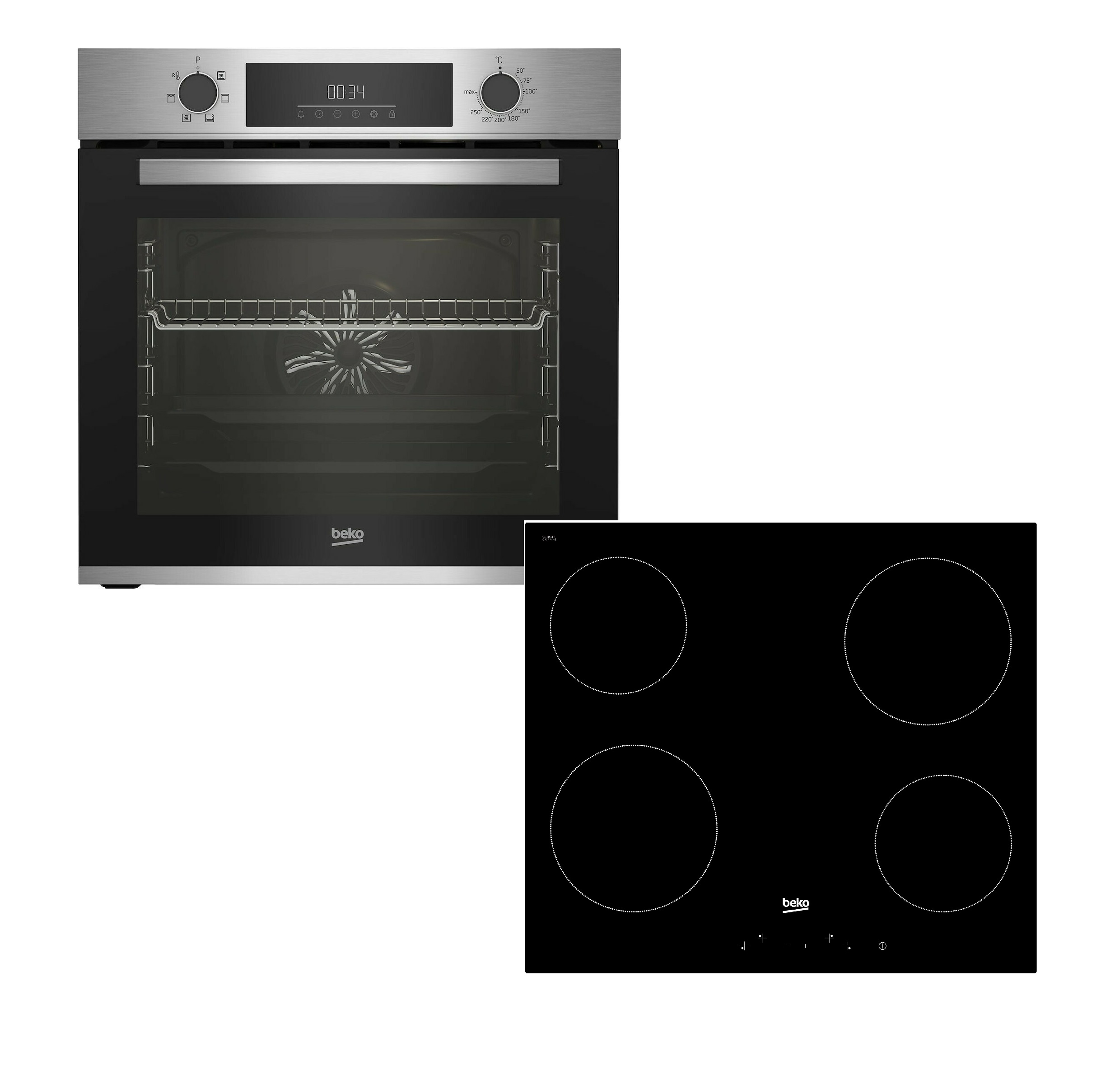 Beko Σετ Φούρνος Ανω Πάγκου BBIE12300XD + Εστίες Κεραμικές HIC 64400 E
