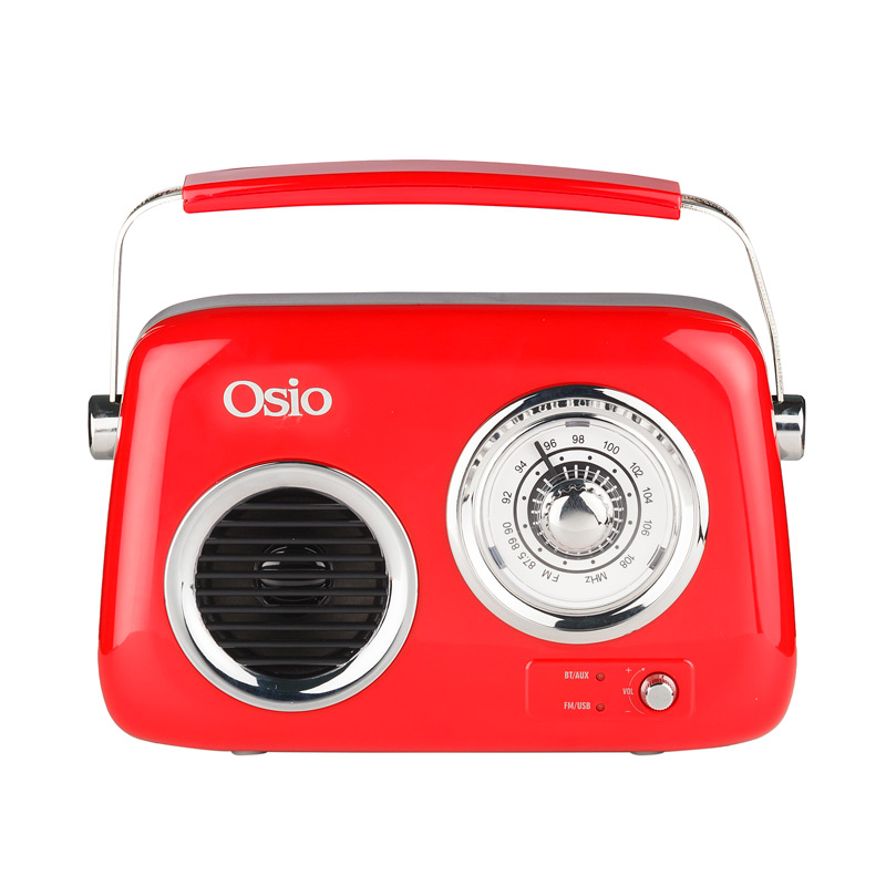 Osio Ραδιόφωνο Φορητό OPR-3040R με Bluetooth Κόκκινο Ρετρό