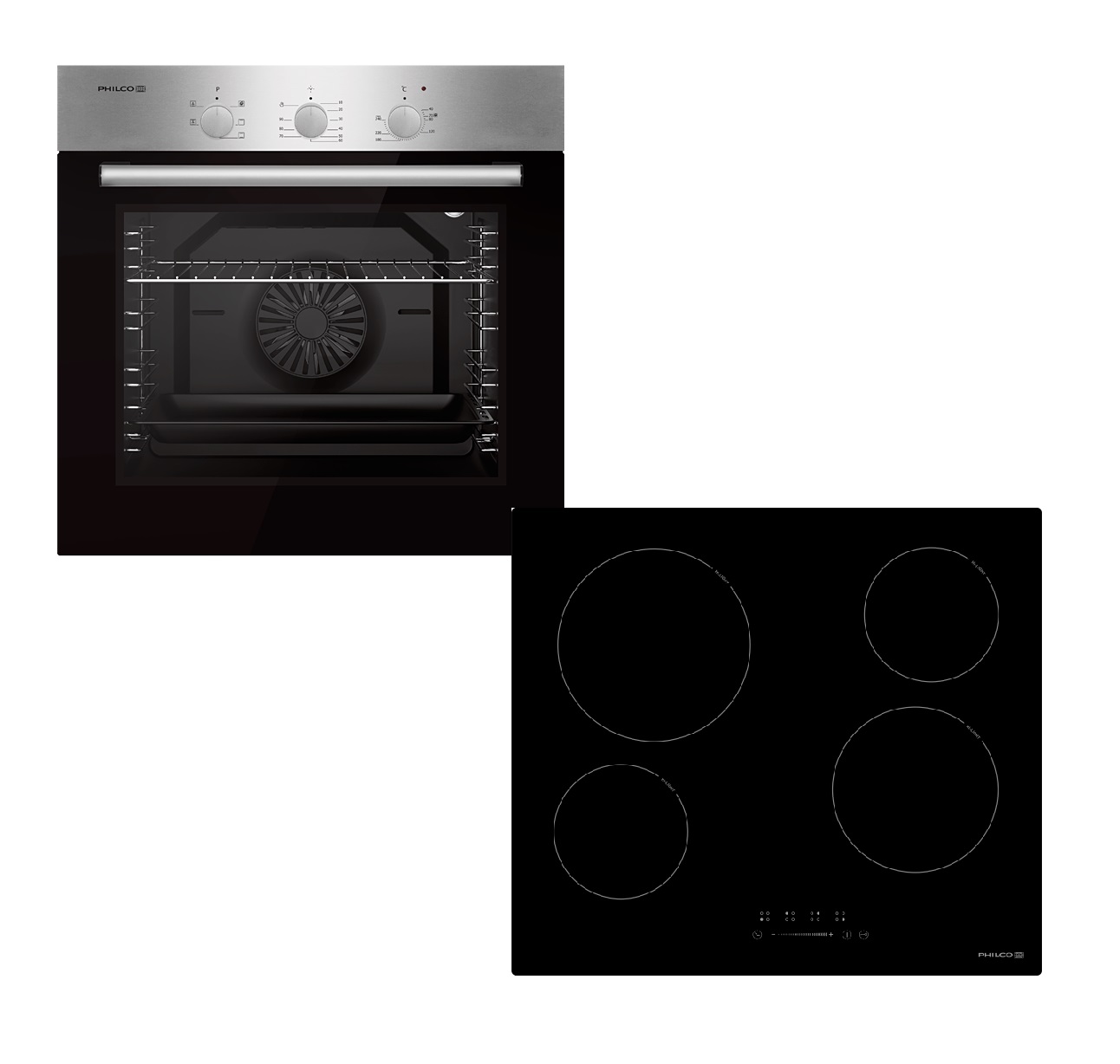 Philco Σετ Φούρνος Ανω Πάγκου PBO680X + Εστίες Κεραμικές PCCH-440