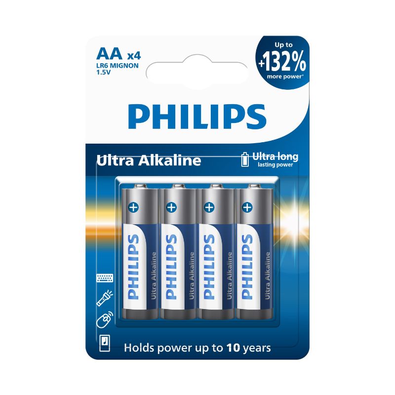 Philips Αλκαλικές μπαταρίες Ultra LR6E4B/GRS Blister 4τμχ AA