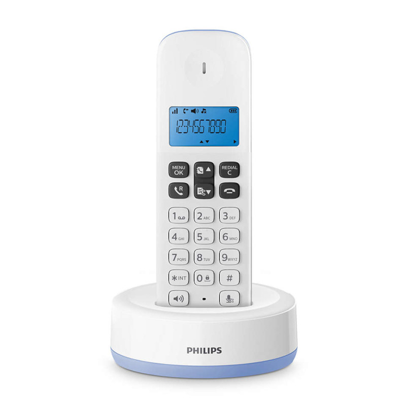 Philips Ασύρματο τηλέφωνο  D1611S/GRS Γαλάζιο (Ελληνικό Μενού) με ανοιχτή ακρόαση, φωτιζόμενη οθόνη και 50 μνήμες