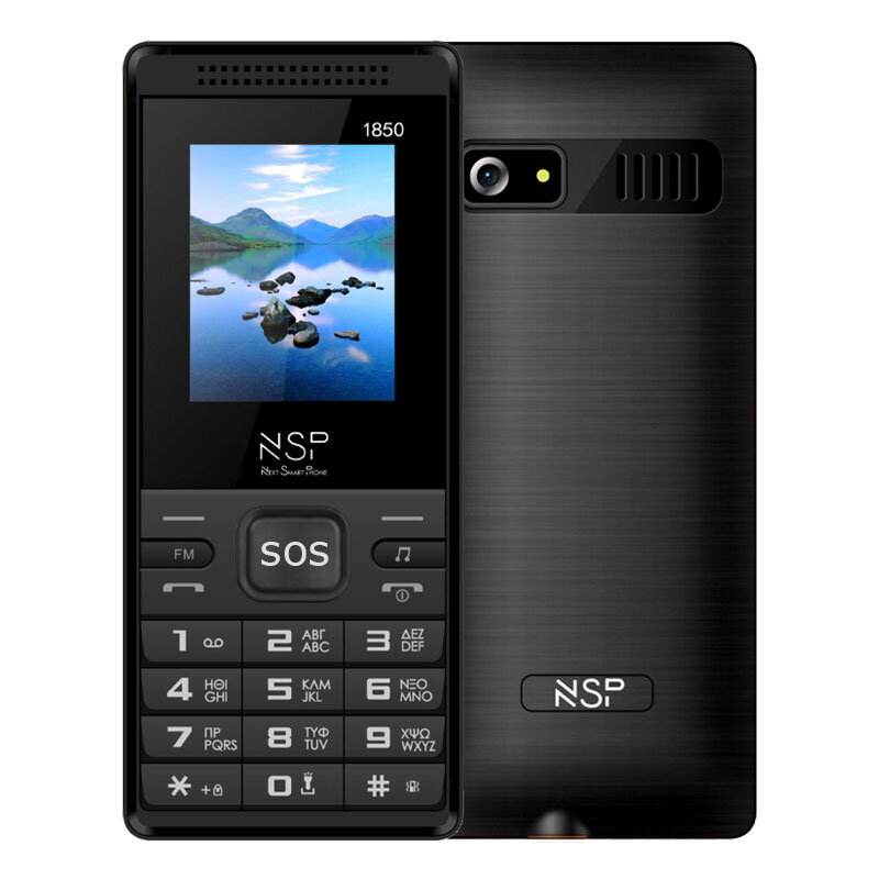 NSP Κινητό τηλέφωνο 1850DS BLACK (Ελληνικό Μενού) Dual SIM με Bluetooth, οθόνη 1.8
