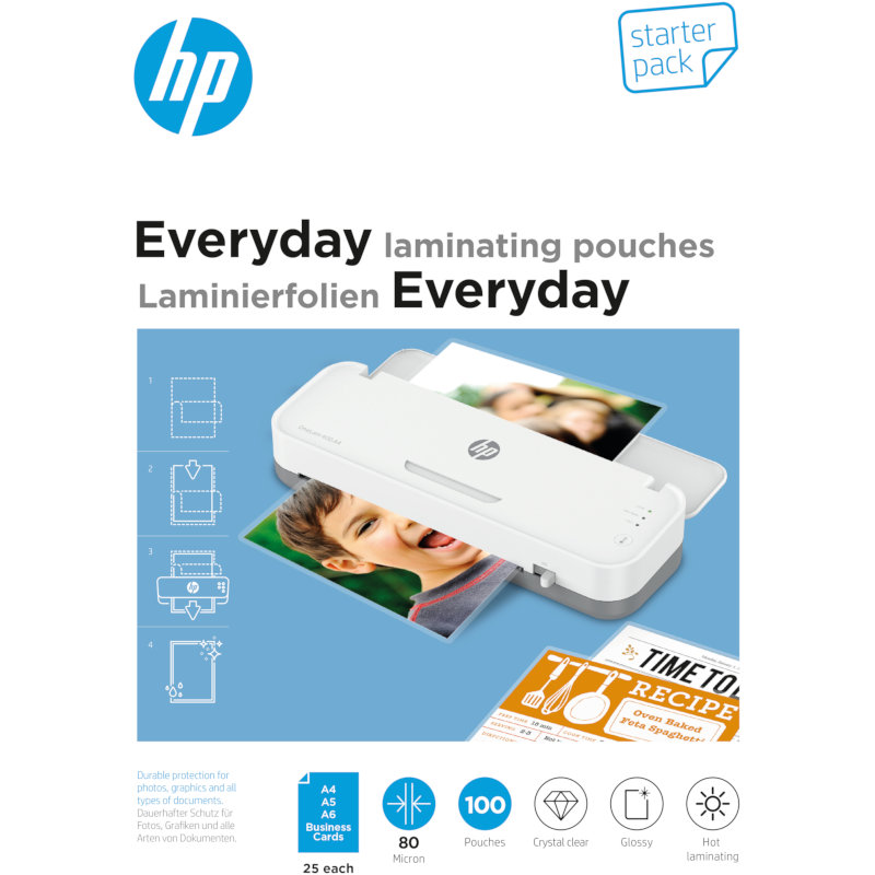 HP Φύλλα πλαστικοποίησης  9158 Everyday set - A4 A5 A6 επαγγ. κάρτες - 80 microns - 100 τμχ