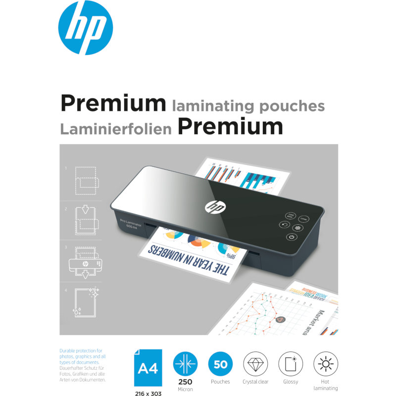 HP Φύλλα πλαστικοποίησης 9125 Premium για Α4 - 250 microns - 50 τμχ