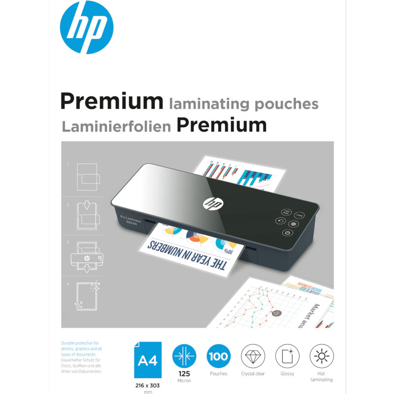HP Φύλλα πλαστικοποίησης 9124 Premium για Α4 - 125 microns - 100 τμχ