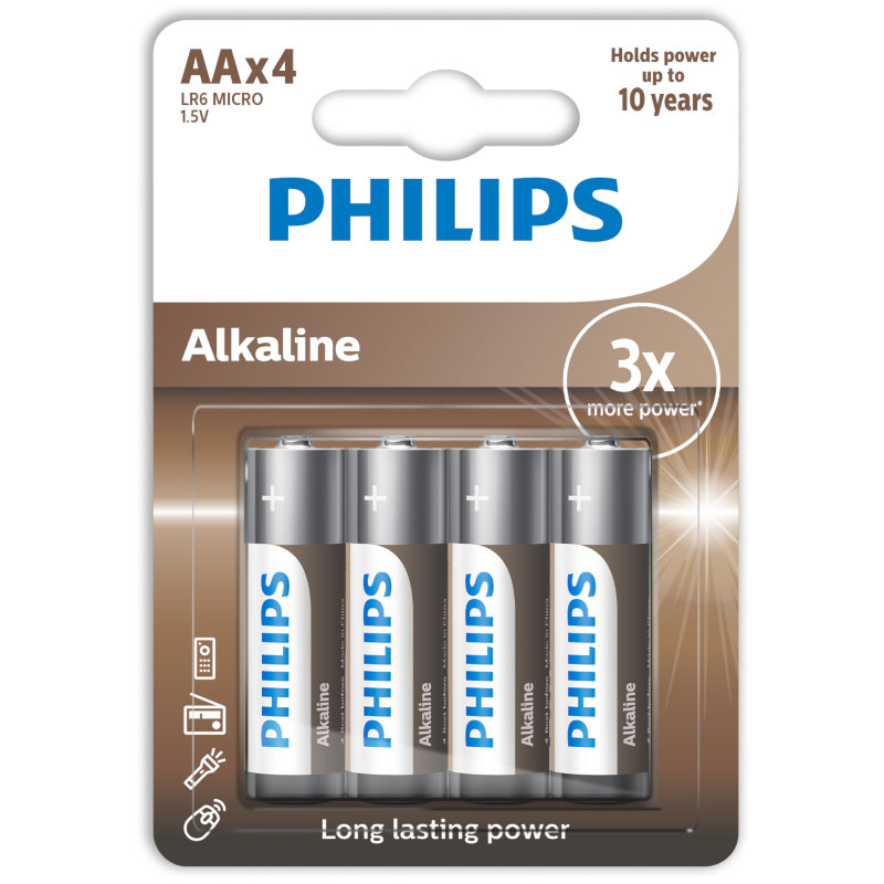 Philips Μπαταρίες αλκαλικές  LR6A4B/GRS υψηλής απόδοσης 4 τμχ AA