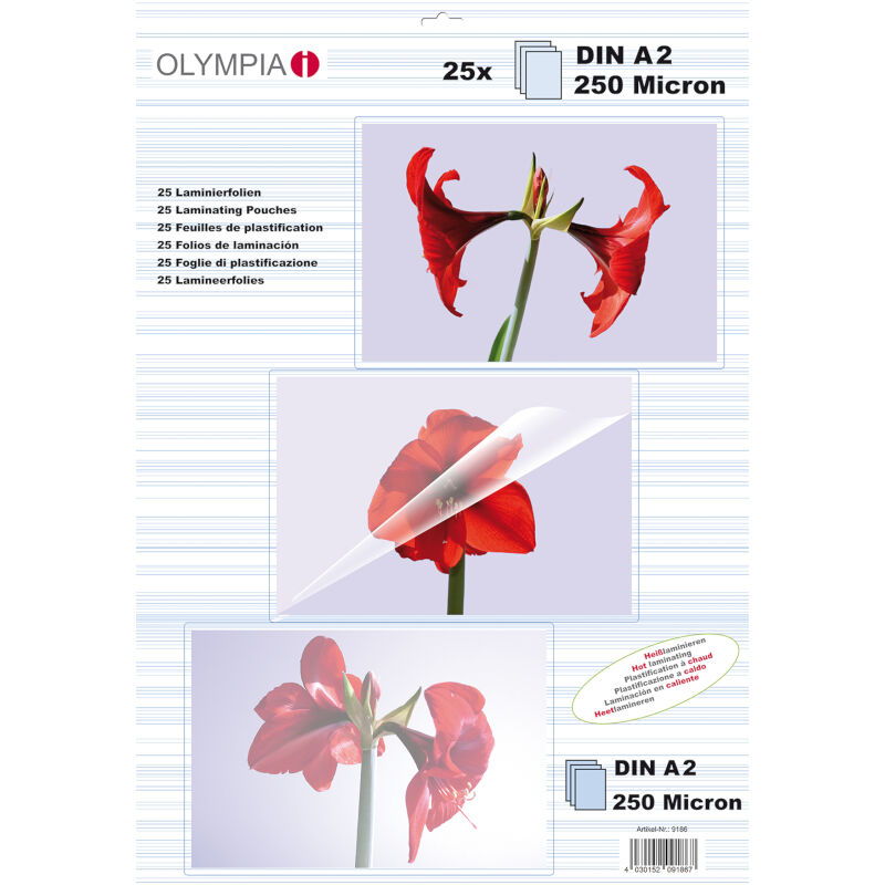 Olympia Φύλλα πλαστικοποίησης 9174 για Α3 σε κουτί 80 microns 50 τμχ