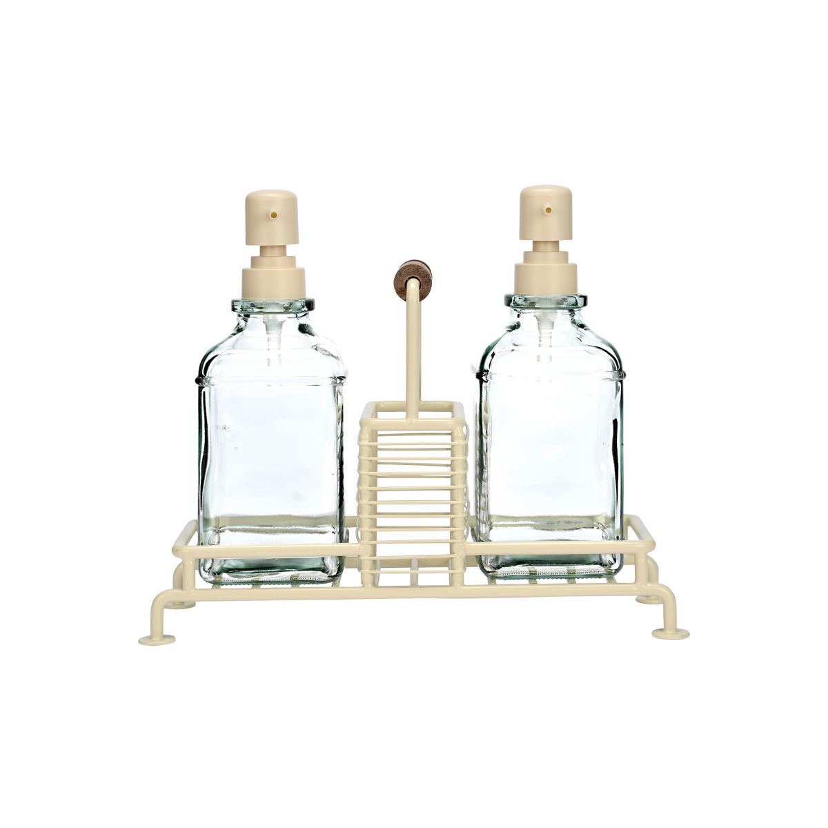 Estia Δοχεία υγρού πιάτων ALLURE 2x300ml με μεταλλική βάση & θήκη για σφουγγάρι Ivory
