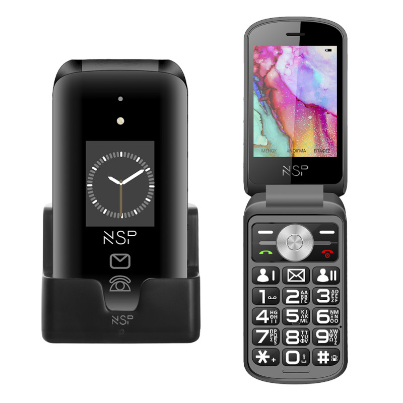 NSP Κινητό τηλέφωνο 2700DS (8324000) Μαύρο Flip 2G με πλήκτρα, Dual SIM, Camera, Bluetooth, USB, micro-SD, FM, 2.8