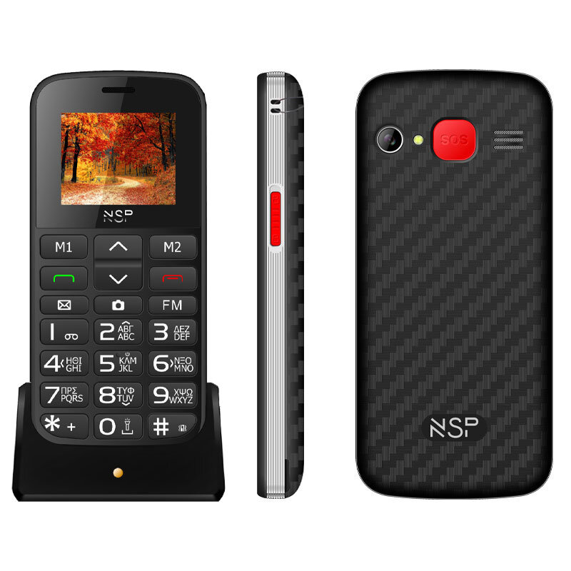 NSP Κινητό τηλέφωνο 2000DS (82220302) Μαύρο/Ασημί (Ελληνικό Μενού) Dual SIM με Bluetooth, οθόνη 1.8