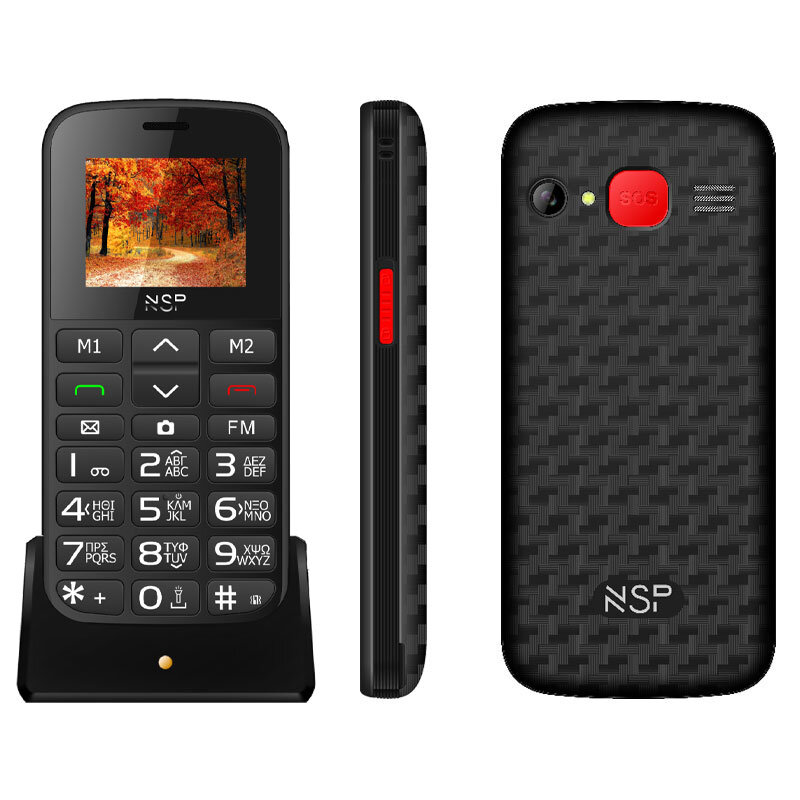 NSP Κινητό τηλέφωνο 2000DS BLACK (8220289) (Ελληνικό Μενού) Dual SIM με Bluetooth, οθόνη 1.8
