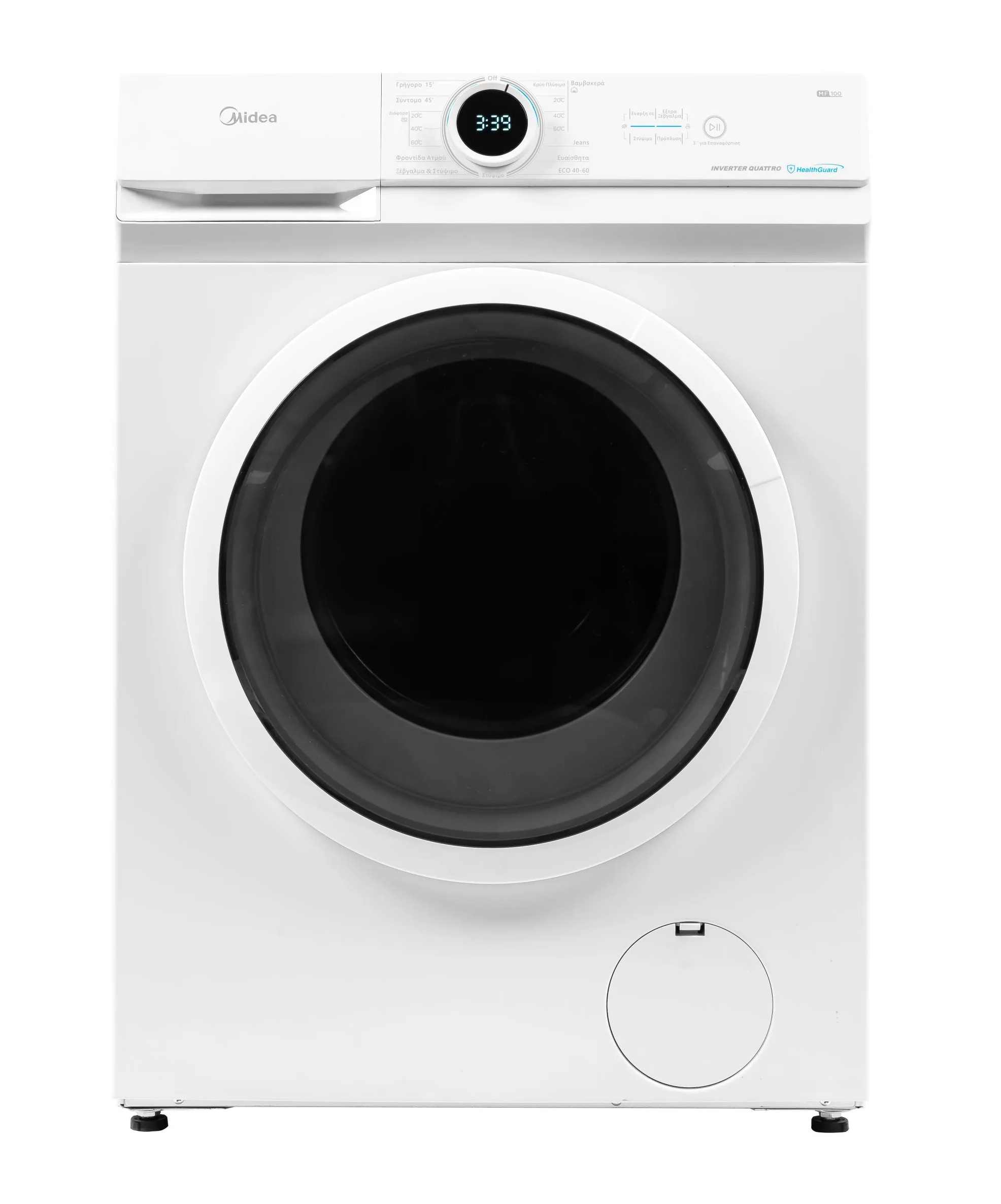 Midea Πλυντήριο Ρούχων MF100W90BA με Ατμό (9Kg 1400Rpm Α)