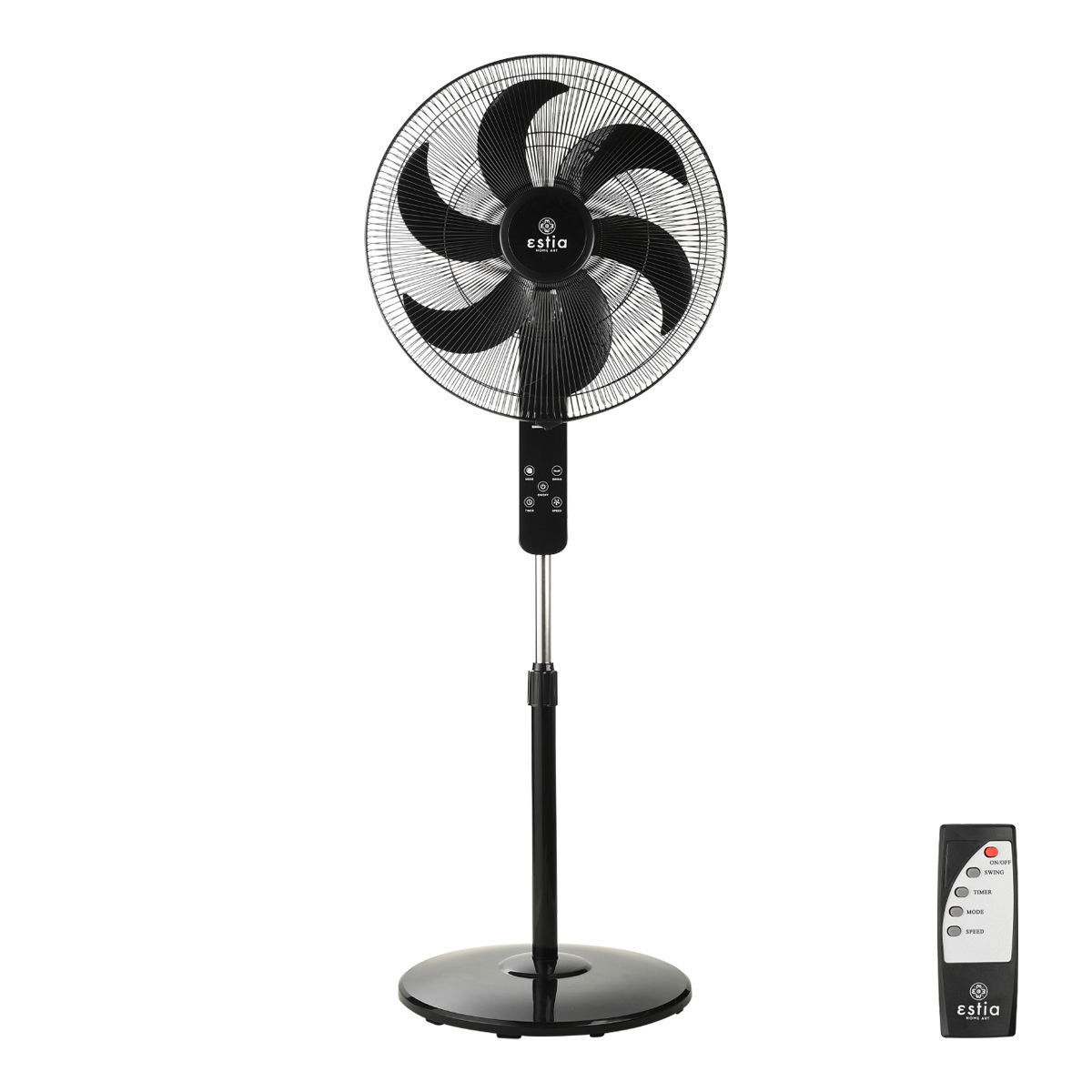Estia Ανεμιστήρας Ορθοστάτης BOW 45cm 75w Μαύρος με Τηλεχειριστήριο