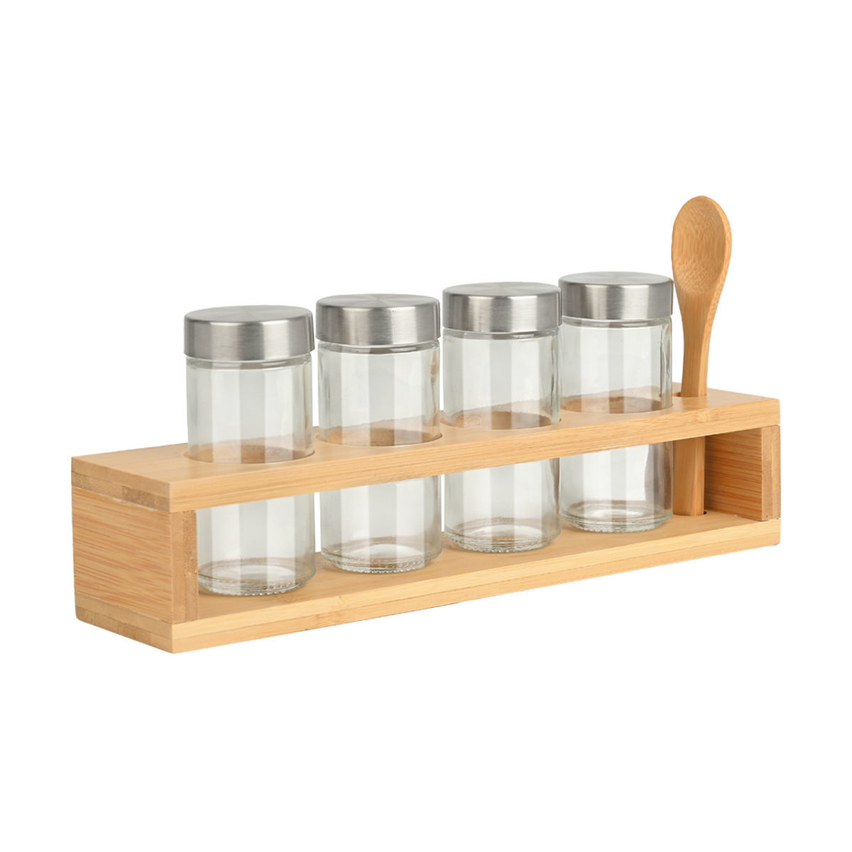 Estia ΔΟΧΕΙΑ ΜΠΑΧΑΡΙΚΩΝ BAMBOO ESSENTIALS ΓΥΑΛΙΝΑ ΣΕΤ 6 ΤΕΜ ΜΕ ΜΕΤΑΛΛΙΚΟ ΚΑΠΑΚΙ & ΒΑΣΗ BAMBOO ΜΕ ΚΟΥ