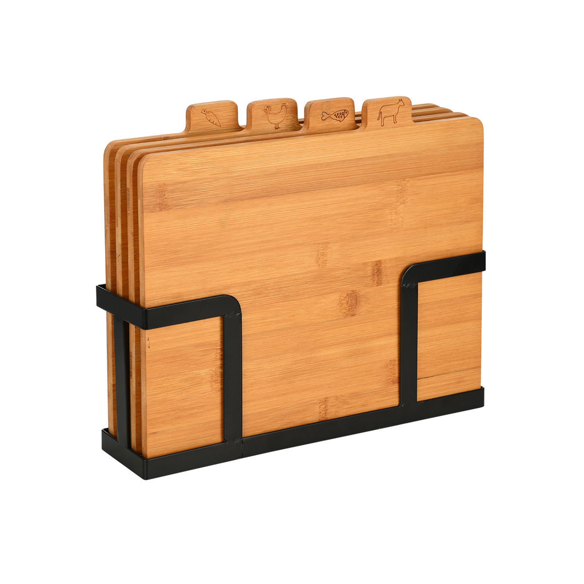 Estia Σετ επιφάνειες κοπής Bamboo Essentials 5 τμχ με μαύρη μεταλλική βάση