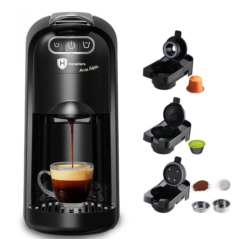 HomeVero Καφετιέρα Espresso 3 σε 1 Συμβατή με Όλες τις Κάψουλες & Αλεσμένο Καφέ HV-CMB1400